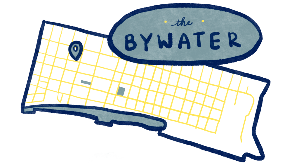 Illustrated map of the Bywater neighborhood